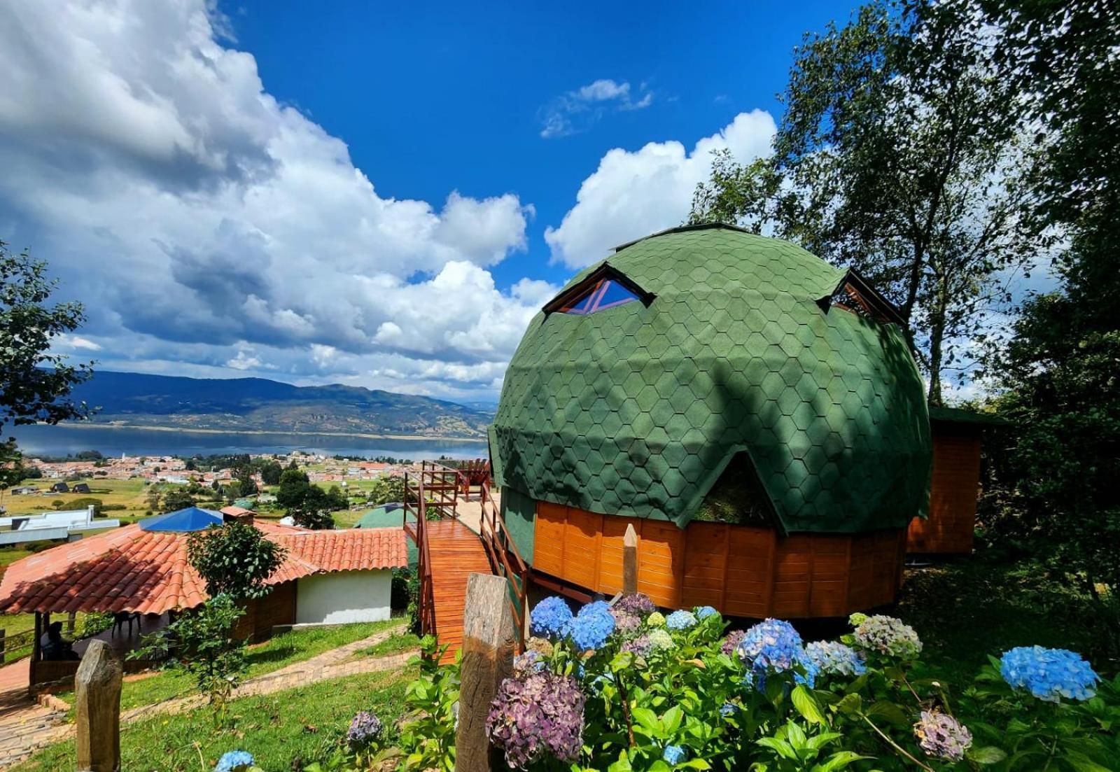 Hotel Glamping sede campestre Mirador a Pueblo Viejo Guatavita Exterior foto
